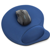 A Kensington brand blue mousepad with gel wrist rest. A black mouse appears in the centre of the mousepad.