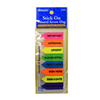 A pack of Bazic brand stick on printed arrow flags in pink, organge, green, blue and purple.