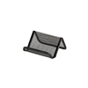 A business card holder with a mesh wire metal design and dimensions of 3-3/4"W x 2-3/4" D x 1-3/4"H