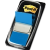 A package of 50 stick-on flags in the color blue. Includes 1 dispenser. Each strip measures 1.7" x 1" (43 mm x 25 mm)