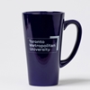 Navy Tall Cafe Mug with White University Logo