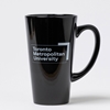 Black Tall Cafe Mug with White University Logo