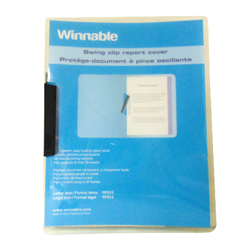A blue Winnable brand swing clip report cover.