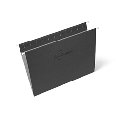 One box which contains 100 units of letter size hanging folders in the colour black each with reinforced steel rods that have coated tips