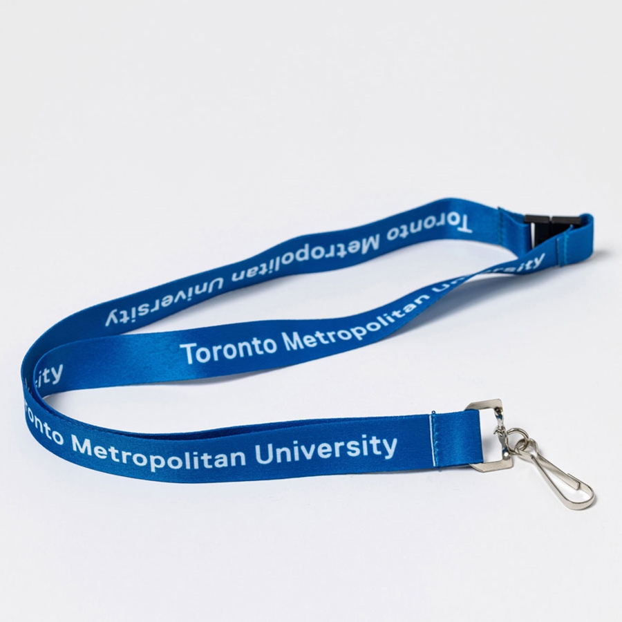 Navy Lanyard with White Wordmark
