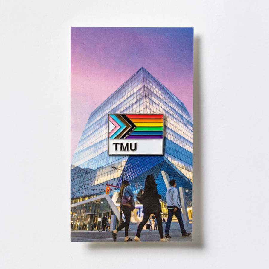 1" Lapel Pin with Pride Progress Flag and Black TMU