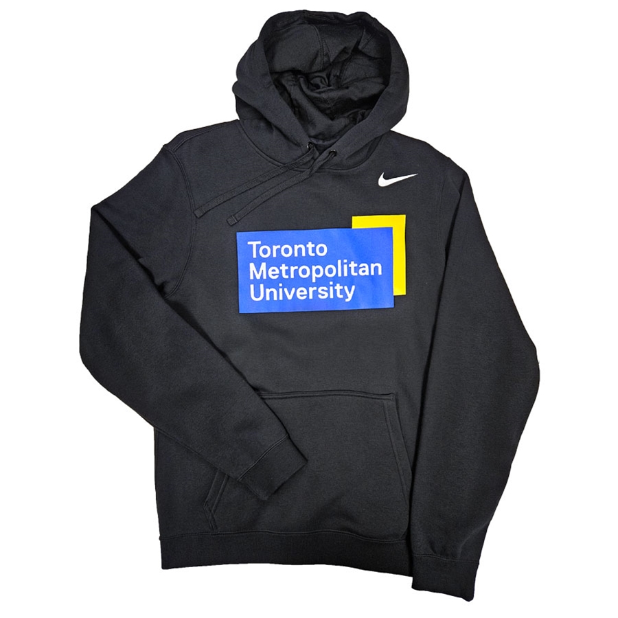 TMU Men's Nike Hoodie with Color University Logo Front Chest - Black