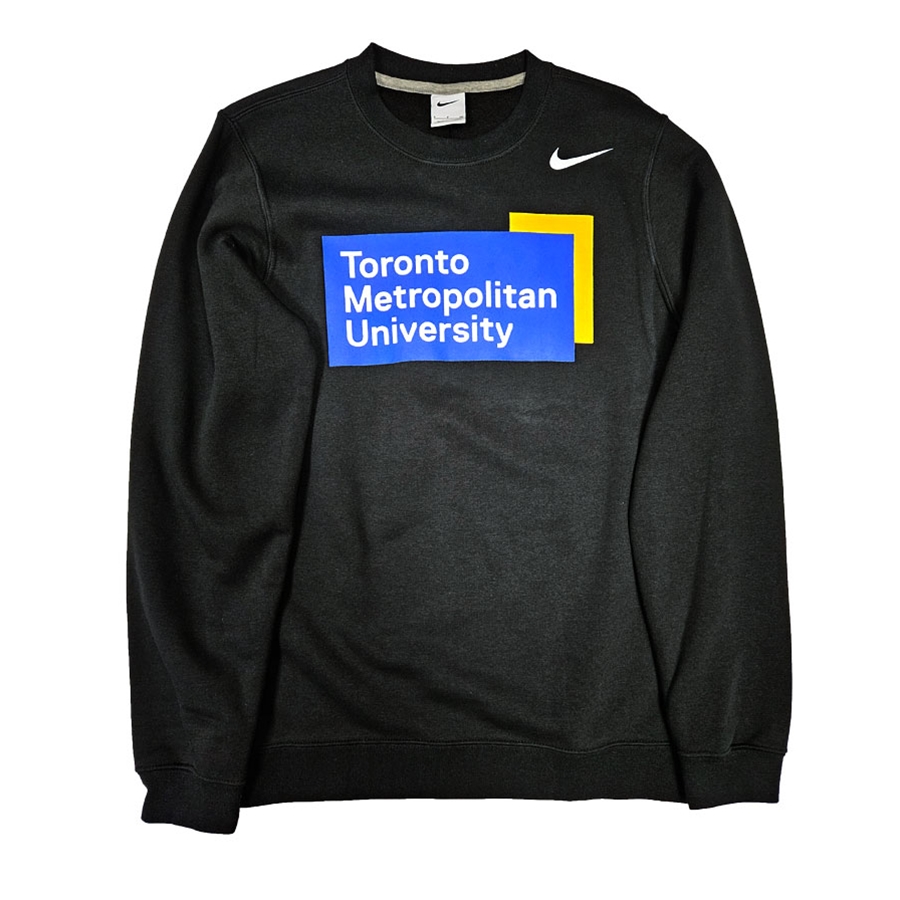 TMU Men's Nike Fleece Crewneck with Color University Logo Front Chest - Black