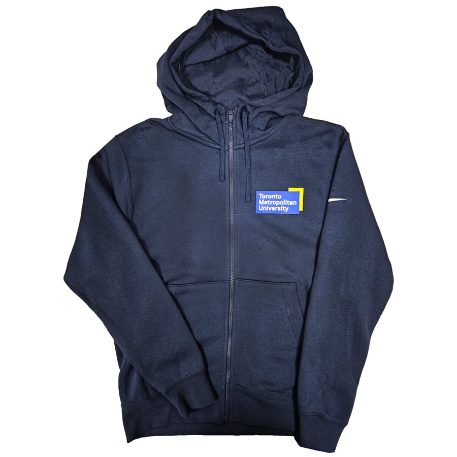 TMU Men's Nike Full Zip Hoodie with Color University Logo Left Chest - Navy