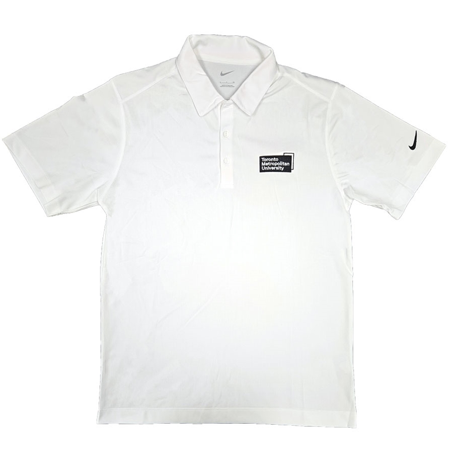 TMU Nike Polo with Black University Logo Left Chest - White