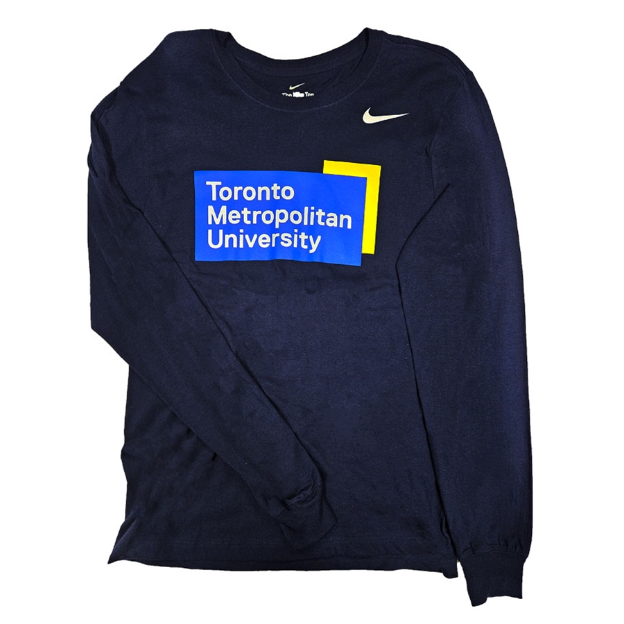 TMU Men's Nike Longsleeve with Color University Logo Front Chest - Navy