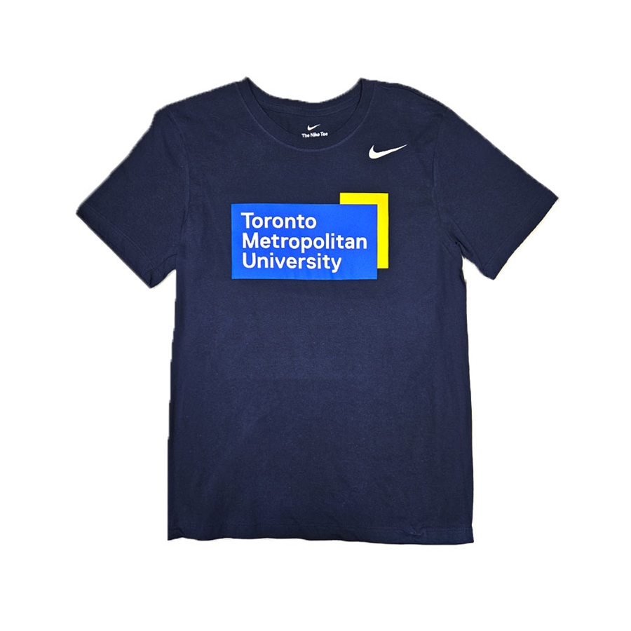 TMU Men's Nike T-Shirt with Color University Logo Front Chest - Navy