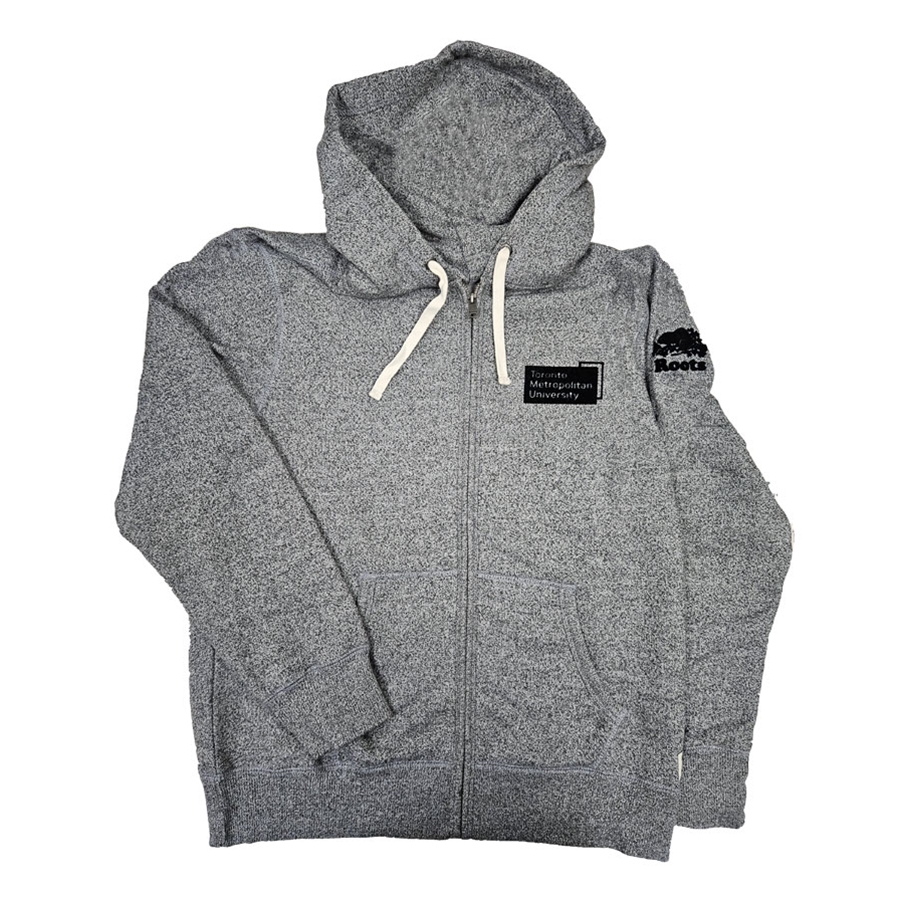 TMU Roots Hoodie with Black University Logo Left Chest - Salt & Pepper