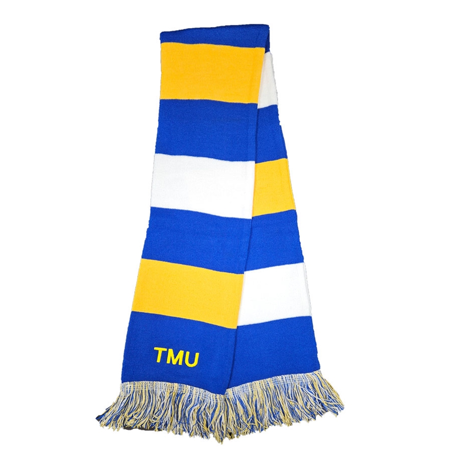 TMU Scarf with Blue, Yellow & White Stripes